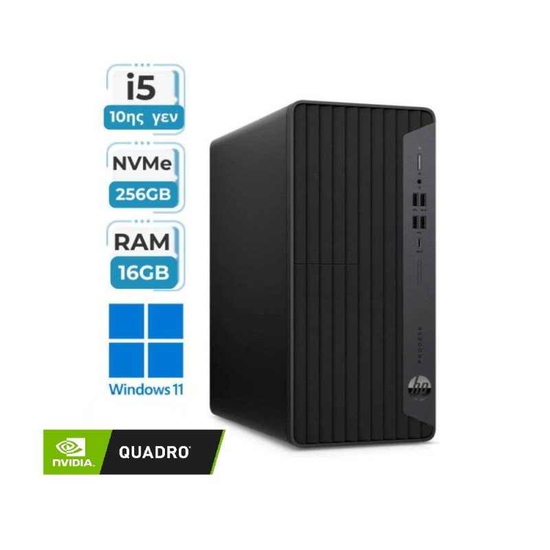 HP ProDesk 600 G6 MT Refurbished Grade A+(I5-10500/16GB/256GB NVMe SSD/4GB DDR5 Graphic Card/W11 Pro)