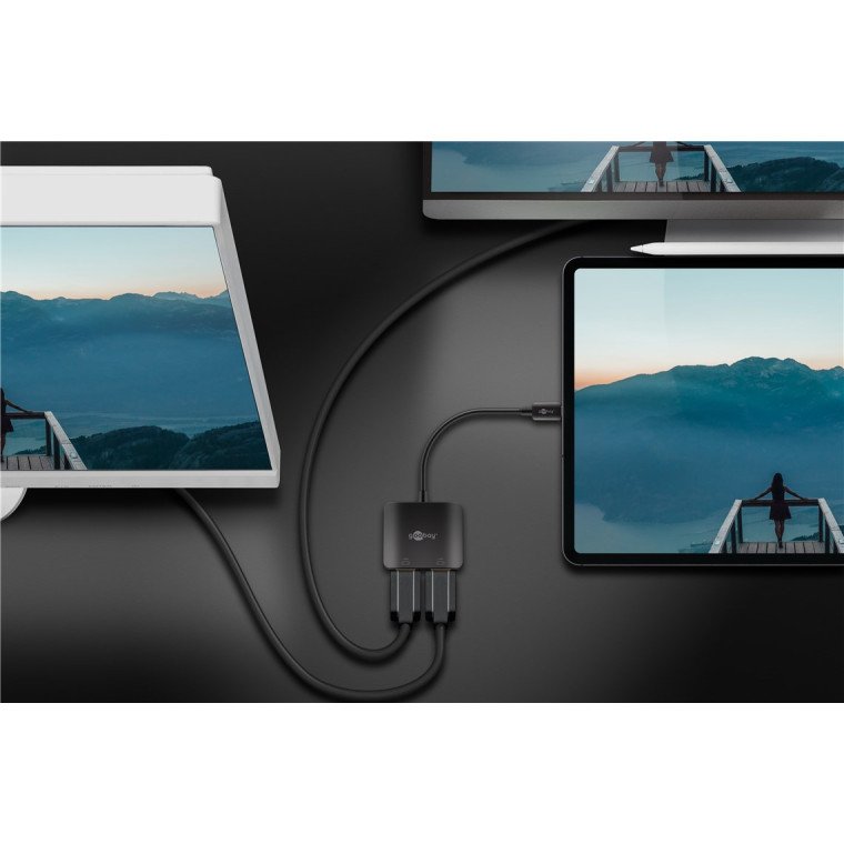 Goobay 60173 USB C μετατροπέας σε 2x HDMI (2x 4K @ 60 Hz)