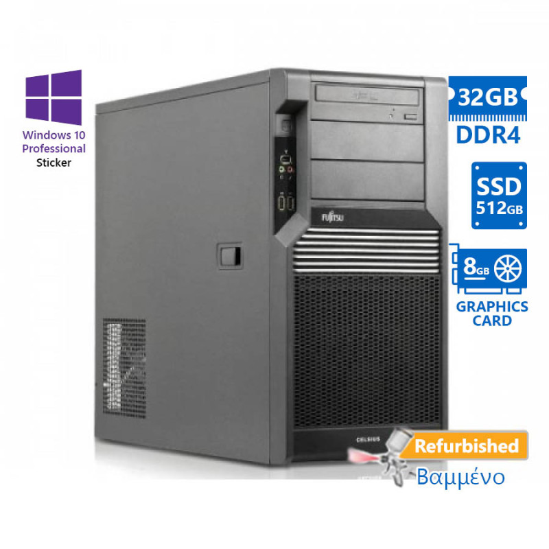 Fujitsu Celsius M470B Tower Xeon E5-1650V4/32GB DDR4/512GB SSD/Nvidia 8GB/Grade A