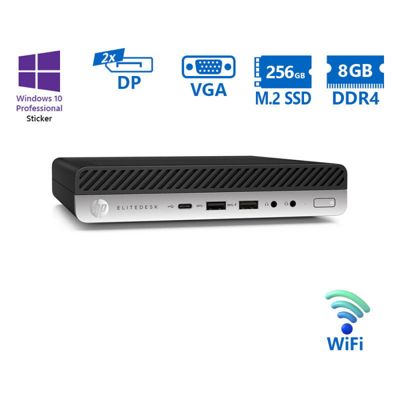 HP EliteDesk 800G3 mini Refurbished PC (WiFi/i5-6500T/8GB DDR4/256GB)