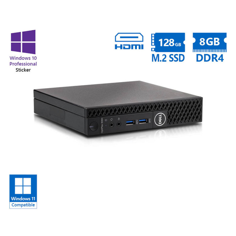 Dell Optiplex 3060 DM i3-8100T/8GB DDR4/128GB M.2 SSD/No ODD Grade A Refurbished PC
