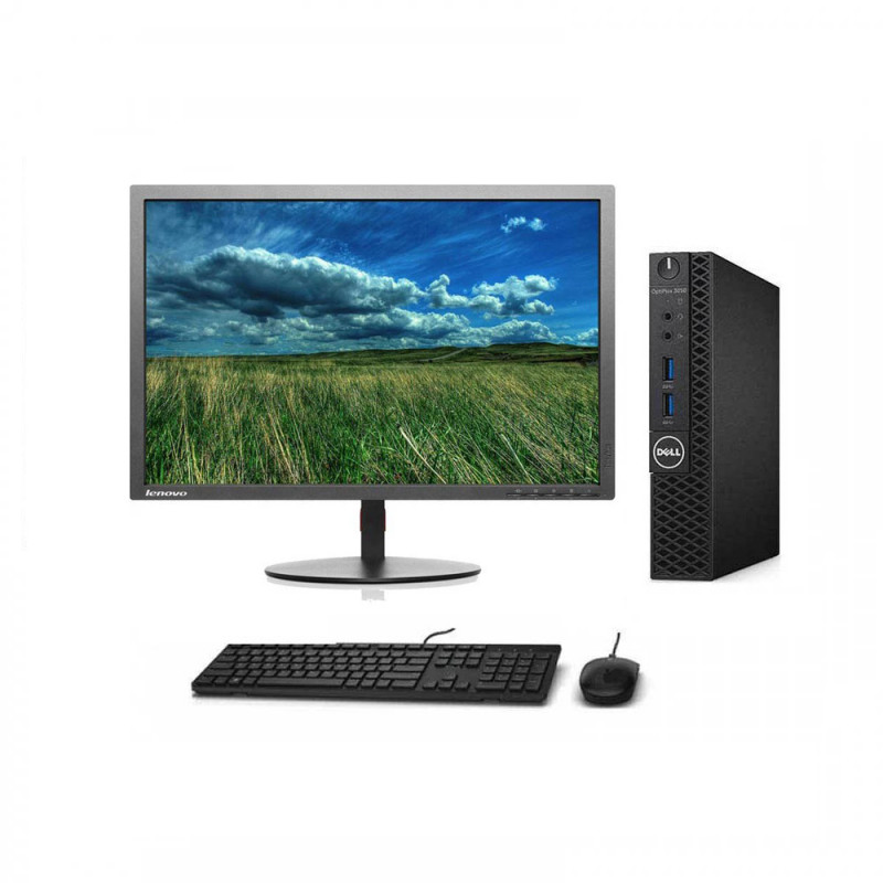 Σετ Υπολογιστή Dell 3050 micro - intel core i5 7500t - 8GB DDR4 - SSD 256GB - Οθόνη  Lenovo 24" FHD IPS - Windows 10 Pro - Refurbished Grade A+
