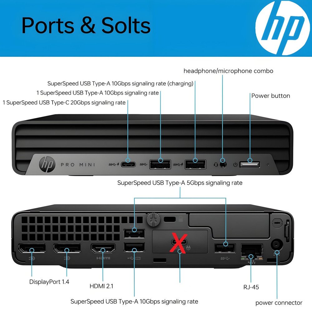 HP Pro 400 G9 Mini PC Refurbished Grade A+ (Core i5-12500T/16GB/256GB M.2 SSD NVMe/W11 Pro/WiFi)