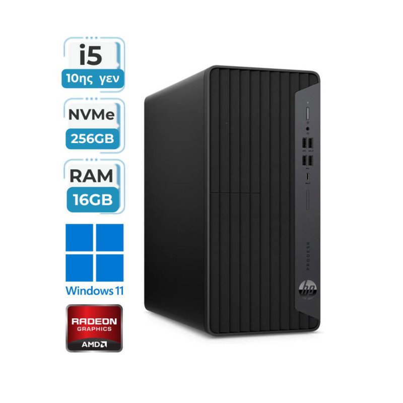 HP ProDesk 600 G6 MT Refurbished Grade A+ (Core i5-10400F/16GB/256GB NVMe SSD/2GB DDR5 Graphic Card/Windows 11 Pro)